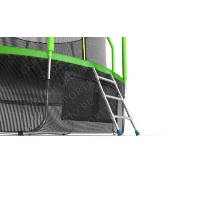Батут EVO JUMP COSMO с внутренней сеткой и лестницей, диаметр 12ft (зеленый)